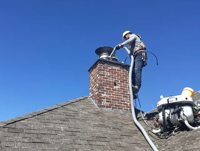 Dedicated Charlotte Chimney Sweep team member cleaning a chimney in Charlotte, NC