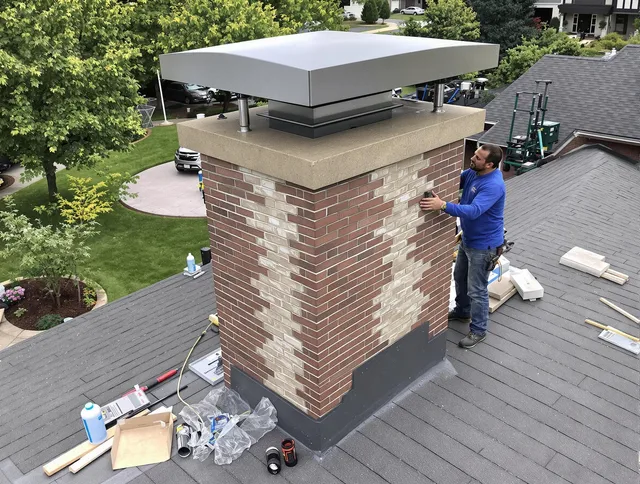Charlotte Chimney Sweep team working on a custom chimney remodel in Charlotte, NC