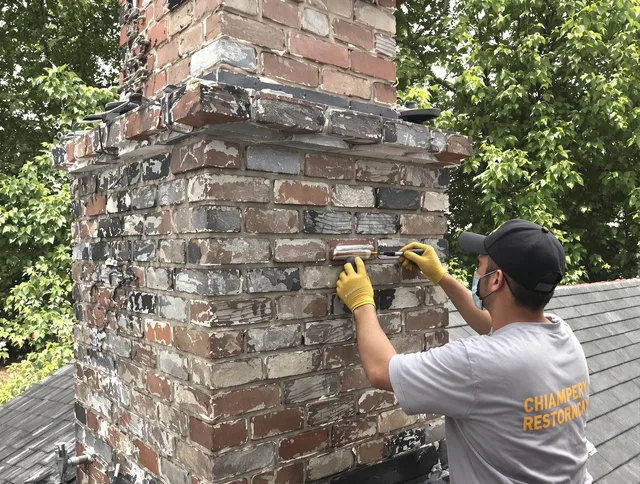 In-progress chimney restoration by Charlotte Chimney Sweep in Charlotte, NC