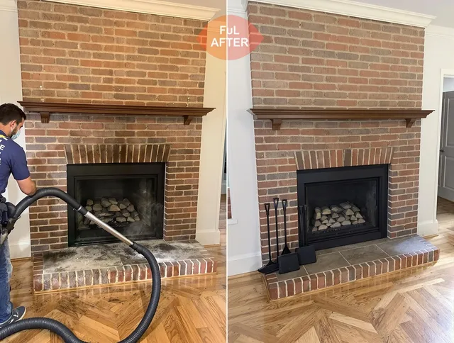 Charlotte Chimney Sweep carefully sanitizing a fireplace in Charlotte, NC