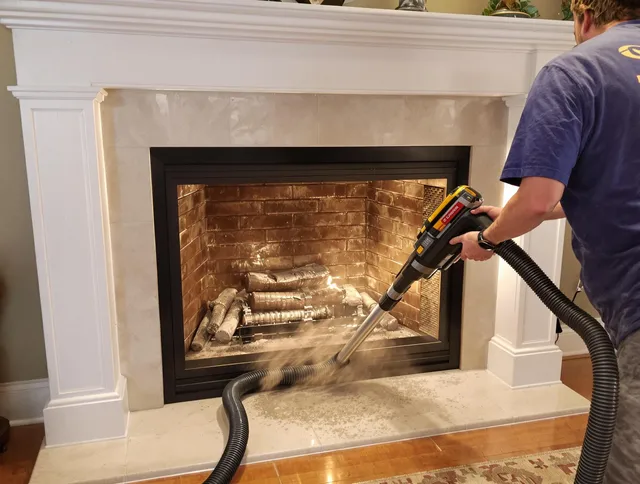 Fireplace cleaning performed by Charlotte Chimney Sweep in Charlotte, NC